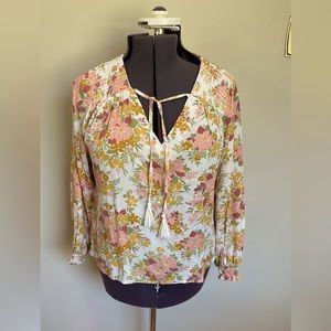 Joie Long Sleeve Floral Print Top Size M